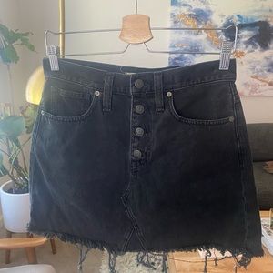 Madewell Black Denim Jean Skirt Frayed Size 27